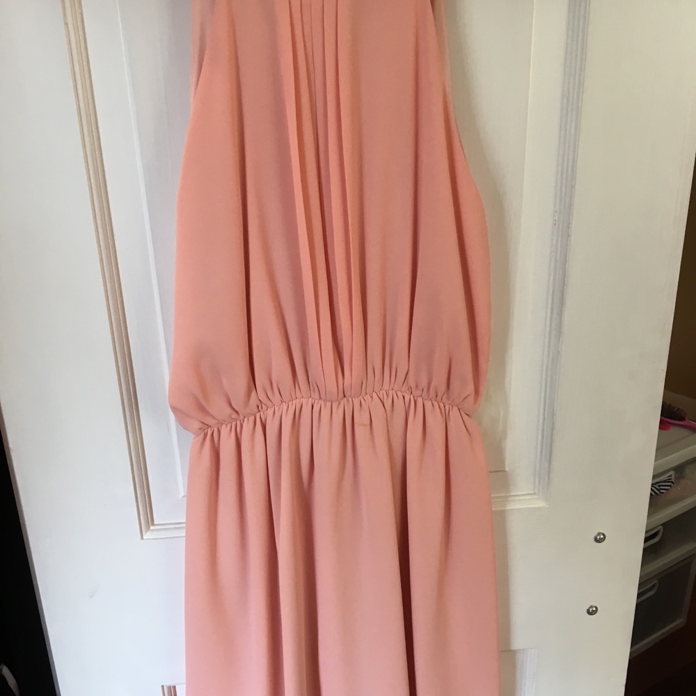 Francesca’s peach pink dress
